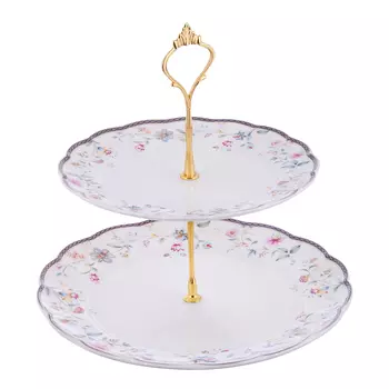 MILLIMI Маркиза Ваза для фруктов двухъярусная, d=20см, d=25см, высота 23,5см, костяной фарфор