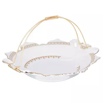 MILLIMI Наполеон Конфетница с металлической ручкой 22x4см, костяной фарфор