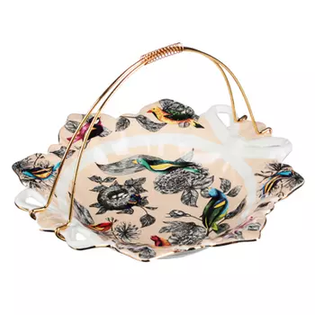 MILLIMI Очарование Конфетница с металлической ручкой, 21х3,5см, костяной фарфор