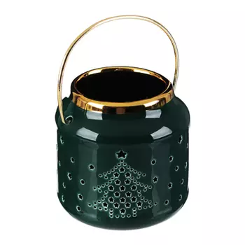 MILLIMI Подсвечник 9,5х9,5х9,5см, керамика, зелёный