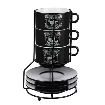 MILLIMI Ранчо Набор чайный 6 пр. на метал. подст, 16х16х24,5см, чаш. 260мл, блюд. 15см, керамика