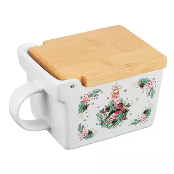 MILLIMI Снегирь Банка для соли 300мл, 15,5х9х7,5см, керамика