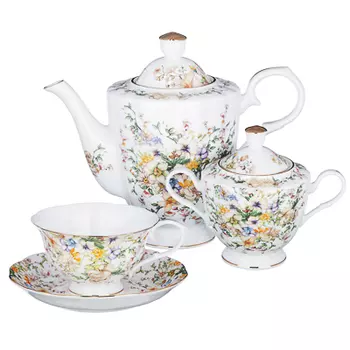 MILLIMI Версаль Набор чайный 14 пр., чашка 240мл, чайник 1350мл, сахарница 400мл, кост. фрф