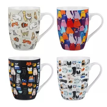 MILLIMI Веселые коты Кружка 340мл, керамика, 4 дизайн