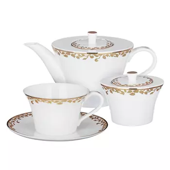 MILLIMI Виконт Набор чайный 14 пр., чашка 270мл, чайник 650мл, сахарница 230мл, кост. фрф