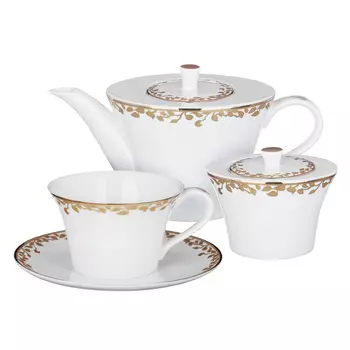 MILLIMI Виконт Набор чайный 14 пр., чашка 270мл, чайник 650мл, сахарница 230мл, кост. фрф