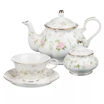 MILLIMI Вуаль Набор чайный 14 пр., чашка 240мл, 15см, чайник 1250мл, сахарница 310мл, кост. фрф