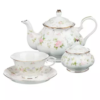 MILLIMI Вуаль Набор чайный 14 пр., чашка 240мл, 15см, чайник 1250мл, сахарница 310мл, кост. фрф