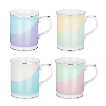 MILLIMI Зефир Кружка 390мл, костяной фарфор, 4 дизайна, подар. упак.