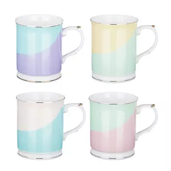 MILLIMI Зефир Кружка 390мл, костяной фарфор, 4 дизайна, подар. упак.