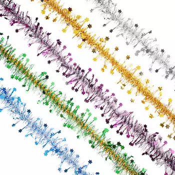 Мишура СНОУ БУМ 200х6см, ПВХ, со звездами, 6 цветов