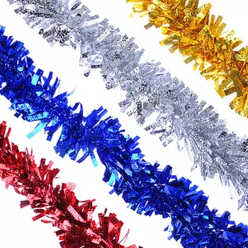 Мишура СНОУ БУМ из фольги, 200x10см, 4 цвета: серебро, синий, золото, красный, SYCOT-071