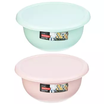 Миска с крышкой 1,2 л, пластик, цвета:мята, пудра