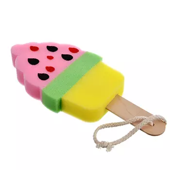 Мочалка детская в виде мороженого на палочке, поролон, дерево, 11х27,5х3см, 1 дизайн