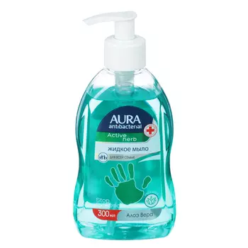 Мыло жидкое AURA с антибактериальным эффектом,300мл,алоэ вера, арт.34416