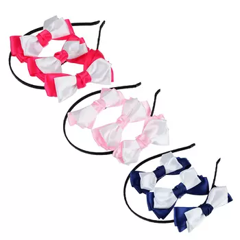 Набор аксессуаров для волос 3пр: ободок 0,5см, заколка-зажим 2шт 9см, полиэстер, сплав, 3 цвета