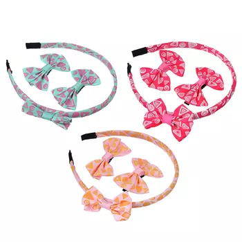 Набор аксессуаров для волос 3пр: ободок 1см, заколка-зажим 2шт 5,5см, полиэстер, сплав, 3 цвета