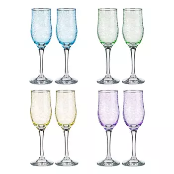 Набор бокалов 2шт для шампанского, 200 мл, с гравировкой, 4 цвета