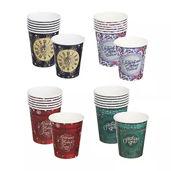 Набор бумажных стаканов 6шт, 200мл, 4 дизайна