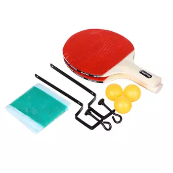 Набор для тенниса (ракетка 2шт, теннисный мяч 3шт, держатель д/сетки 2шт, сетка), дерево SILAPRO