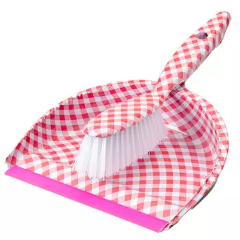 Набор для уборки: совок, щетка, полипропилен, VETTA "Красная клетка", GC Design