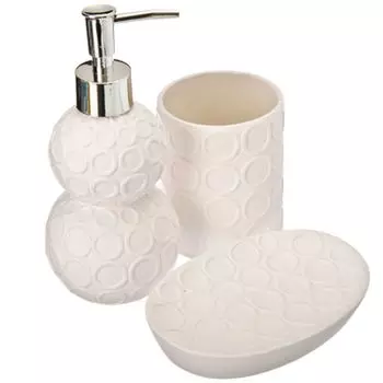 Набор для ванной 3 пр., керамика, белый, VETTA "Круги"