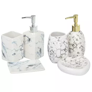 Набор для ванной, 3 предмета, керамика, 2 дизайна, VETTA "Мрамор"