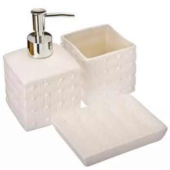 Набор для ванной 3 предмета, керамика, белый, VETTA "Точки"