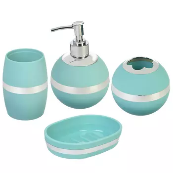 Набор для ванной 4 пр., пластик, бирюзовый