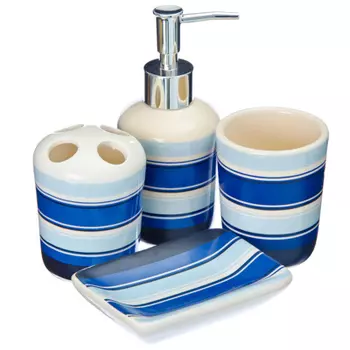 Набор для ванной 4 предмета, керамика, с принтом