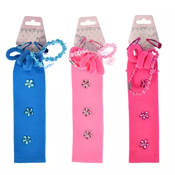 Набор для волос 9предмета: повязка-ободок, невидимки 2шт., резинки 5шт., кольцо, пластик, полиэстер,