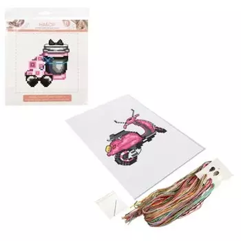 Набор для вышивания крестиком, канва, нити, игла, 20x27,5см, 12 дизайнов