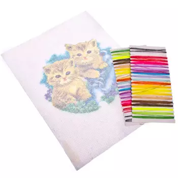 Набор для вышивки 20x28см "Котята" (канва, нитки мулине, игла)