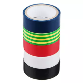 Набор изолент, 5 шт, d48 ммх0,13х18 ммх4 м, 5цветов, ЕРМАК