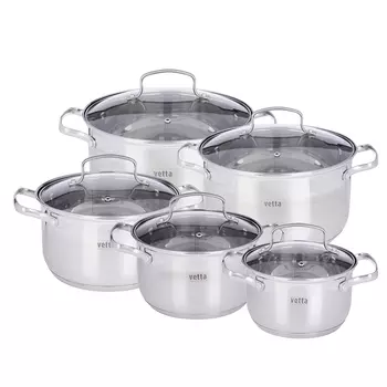 Набор кастрюль VETTA Берн, 13 предметов, со стеклянной крышкой