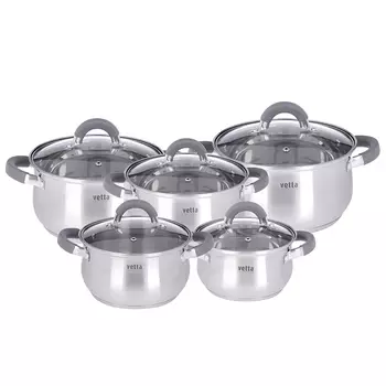 Набор кастрюль VETTA Вена, 13 предметов, со стеклянной крышкой