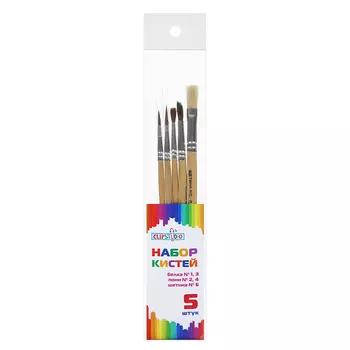 Набор кистей ClipStudio 5 штук: белка №1,3 волос пони № 2,4, щетина №6