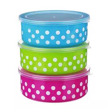 Набор контейнеров 3шт (10x4см + 13x5см +15,5x6см), пластик, 3 цвета