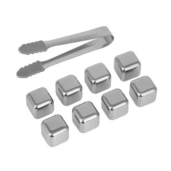 Набор кубиков для охлаждения напитков, 8 шт, с щипцами, 17x12,5x4 см, сталь