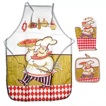 Набор кухонный: варежка 25х16см, прихватка 17х17см, фартук 50х70см