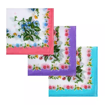 Набор носовых платков, женские, хлопок, 28х28см, 3шт