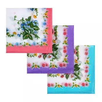 Набор носовых платков, женские, хлопок, 28х28см, 3шт