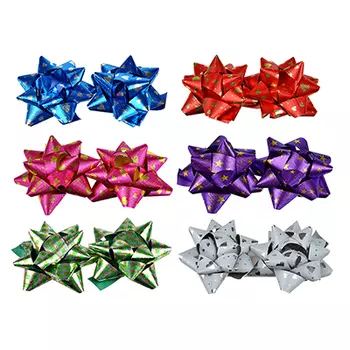 Набор подарочных бантов LADECOR 7 см, 6 цветов, с рисунком, 2 шт