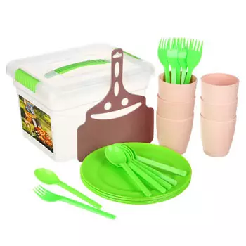 Набор посуды для пикника на 6 персон, 26 предметов, пластик