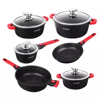 Набор поуды SATOSHI Лион, 20 предметов, антипригарное покрытие, съемные ручки