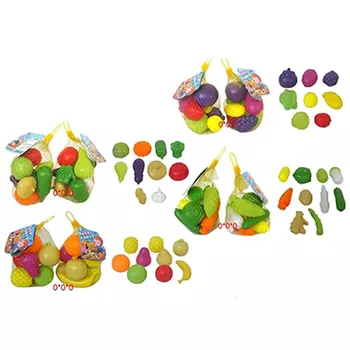 Набор продуктов в сетке, пластик, 18х10х8см, 4 дизайна, 6008-1/2/3/4