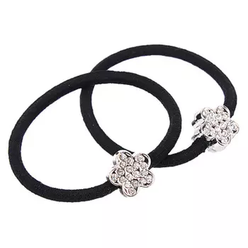 Набор резинок для волос 2шт., полиэстер, пластик, стекло, d5,5 см