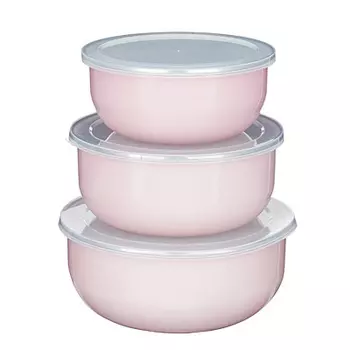 Набор салатниковс крышками VETTA Глянец, 6 предметов, эмалированные, розовый