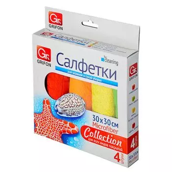 Набор салфеток, микрофибра 4 шт, 30x30 см, GRIFON