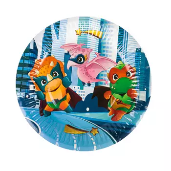 Набор тарелок 6шт, бумага, d18см, с изображением динозавриков
